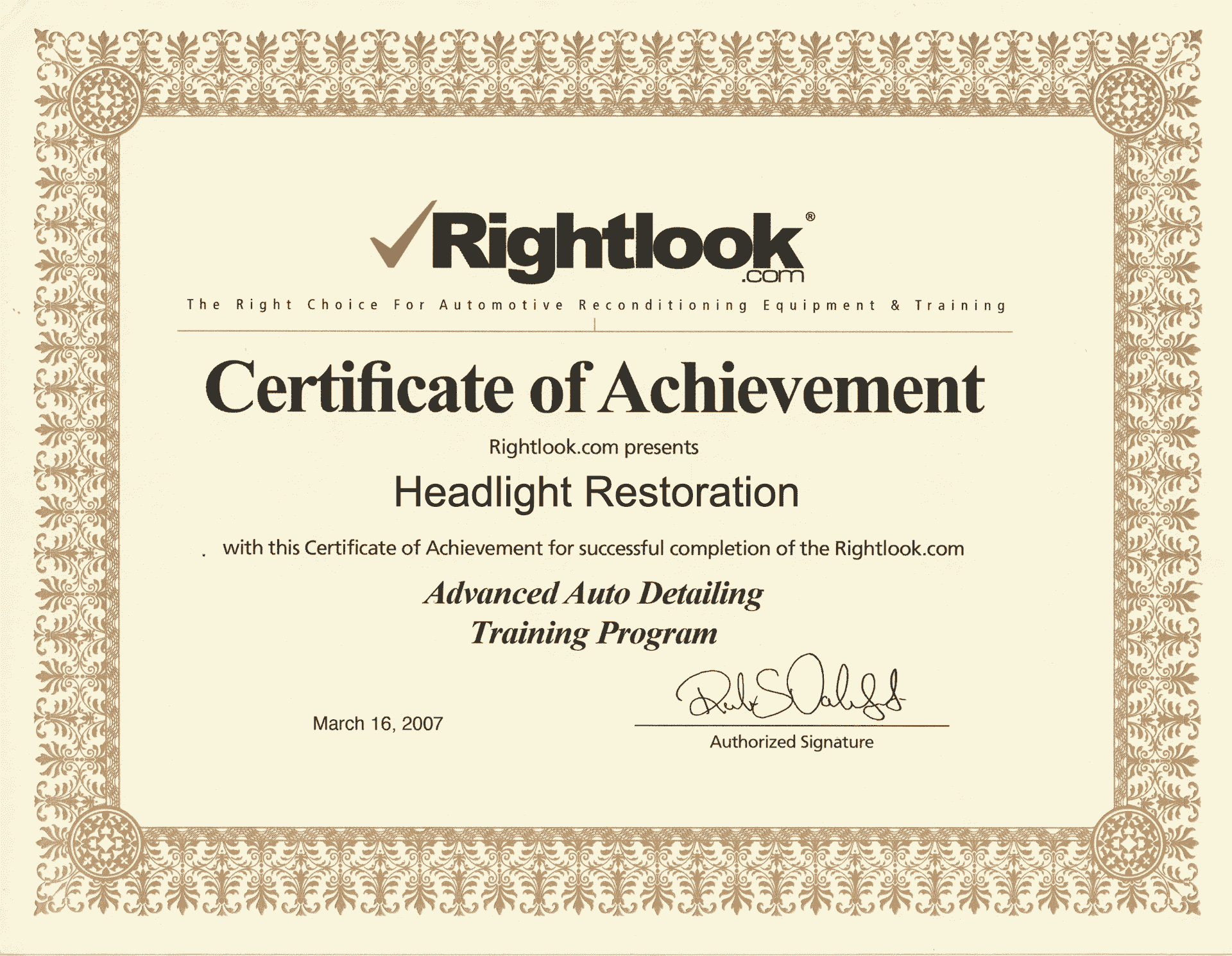 Rightlook Certified Headlight Restoration